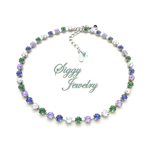 Twilight Serenade Tennis Necklace made with 6mm Austrian Crystals - Picture 2 of 7
